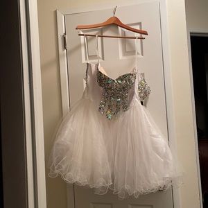 Terani Couture customized altered white diamond lace corset adjustable fits most